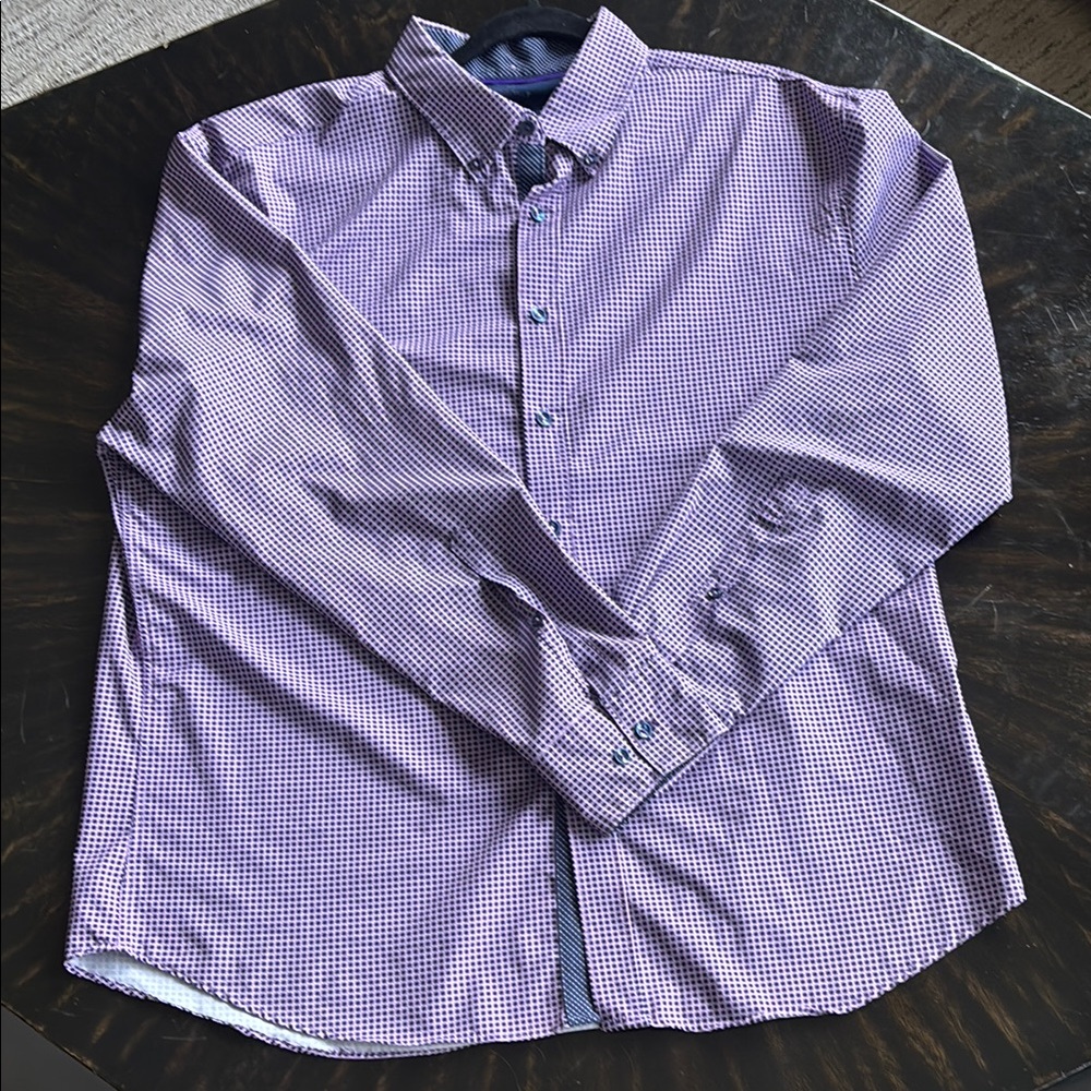 Men's Purple Checkered Shirt wrinkle free XL